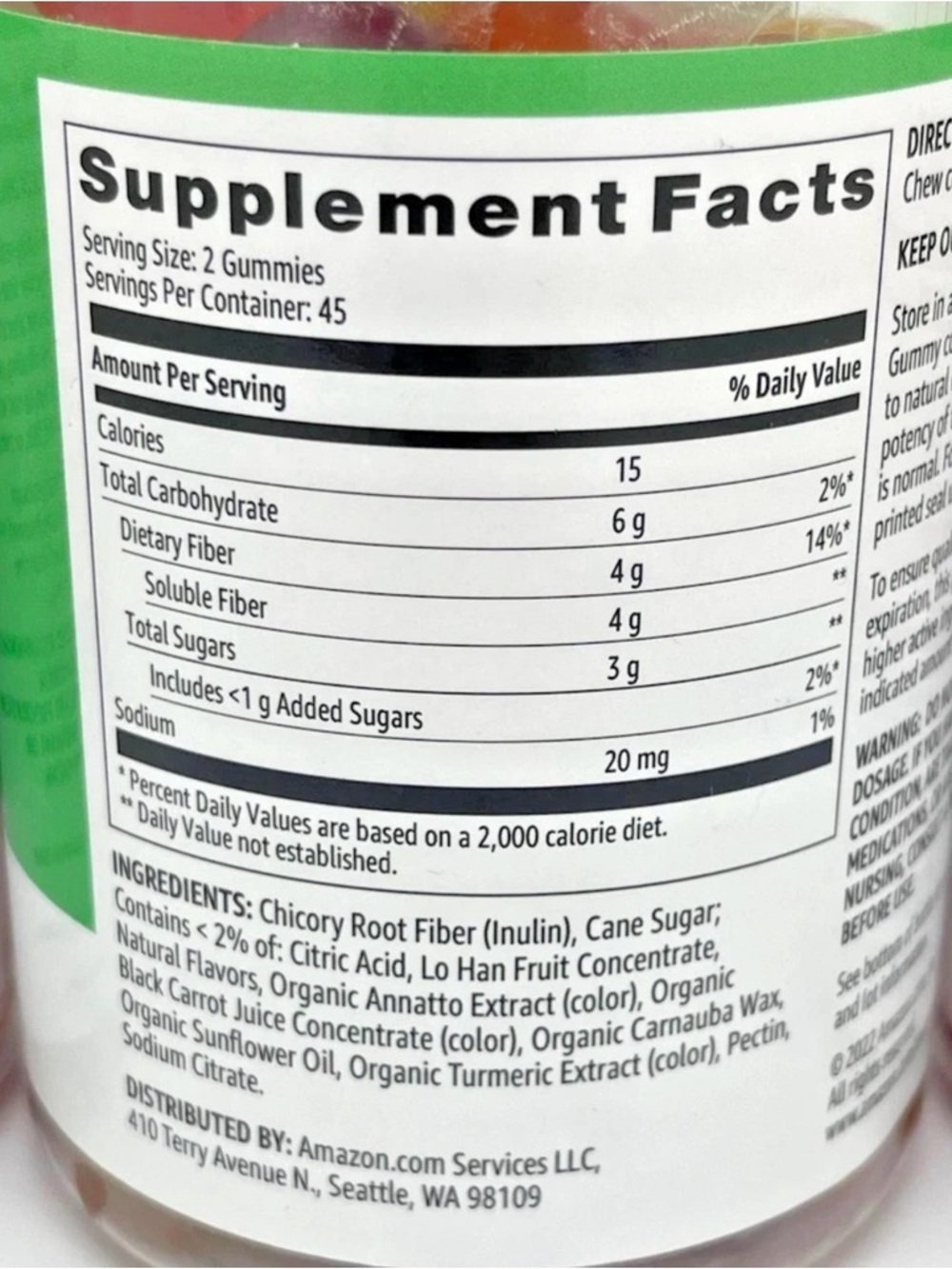 Amazon Basics Fiber Gummies - 2 Pack, Expires 07/27 - NEW - Picture 2 of 2